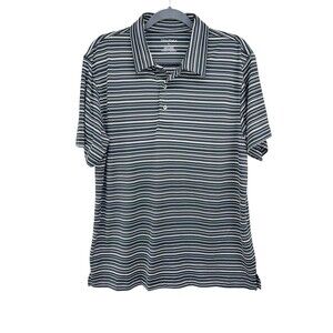 Tehama Black White Striped Performace Polo Short Sleeve Mens Large New
